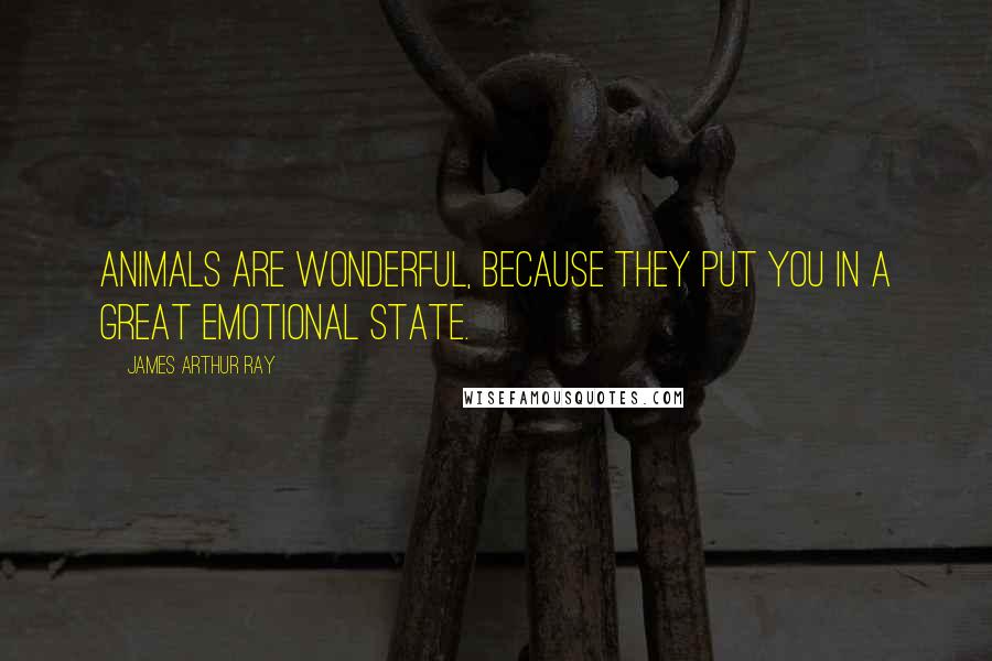 James Arthur Ray Quotes: Animals are wonderful, because they put you in a great emotional state.