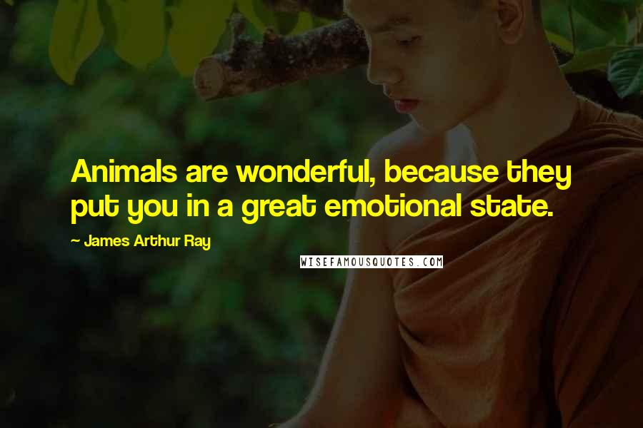 James Arthur Ray Quotes: Animals are wonderful, because they put you in a great emotional state.