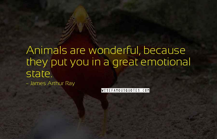 James Arthur Ray Quotes: Animals are wonderful, because they put you in a great emotional state.