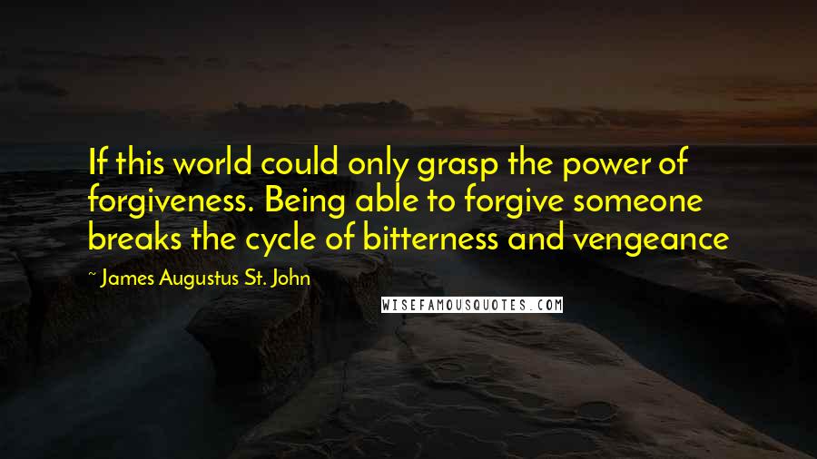 James Augustus St. John Quotes: If this world could only grasp the power of forgiveness. Being able to forgive someone breaks the cycle of bitterness and vengeance