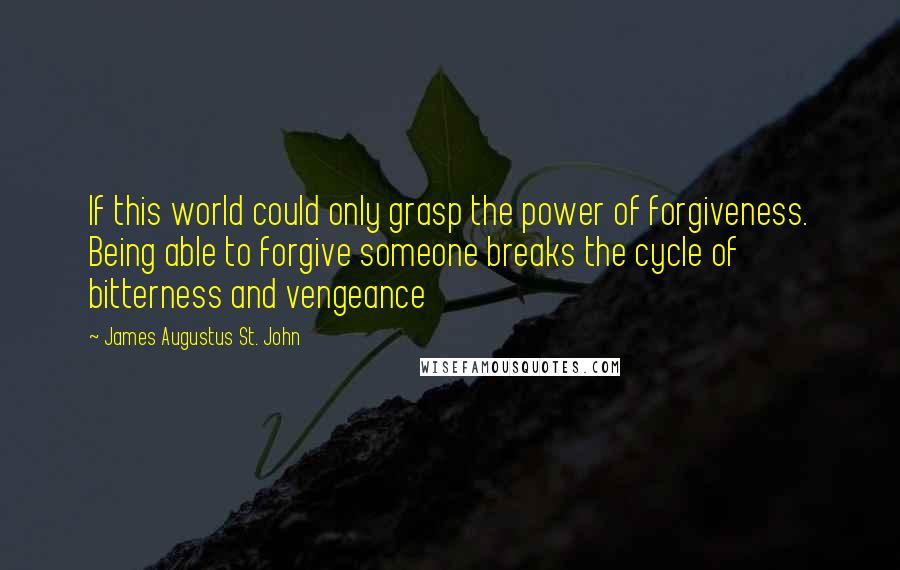 James Augustus St. John Quotes: If this world could only grasp the power of forgiveness. Being able to forgive someone breaks the cycle of bitterness and vengeance