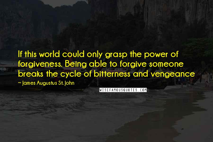 James Augustus St. John Quotes: If this world could only grasp the power of forgiveness. Being able to forgive someone breaks the cycle of bitterness and vengeance