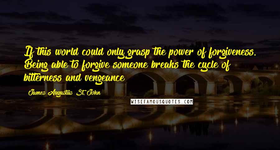James Augustus St. John Quotes: If this world could only grasp the power of forgiveness. Being able to forgive someone breaks the cycle of bitterness and vengeance