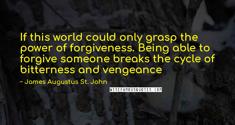 James Augustus St. John Quotes: If this world could only grasp the power of forgiveness. Being able to forgive someone breaks the cycle of bitterness and vengeance