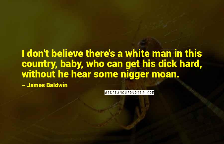 James Baldwin Quotes: I don't believe there's a white man in this country, baby, who can get his dick hard, without he hear some nigger moan.
