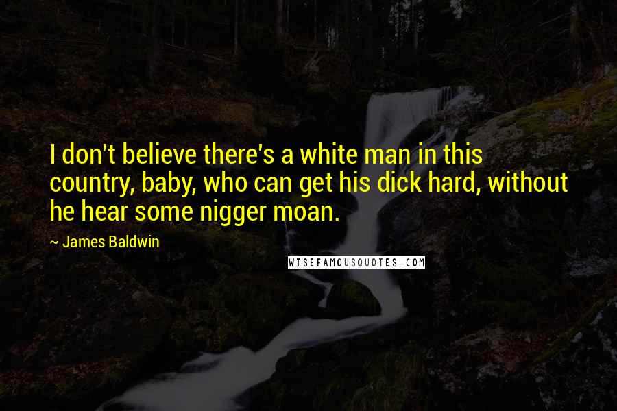James Baldwin Quotes: I don't believe there's a white man in this country, baby, who can get his dick hard, without he hear some nigger moan.