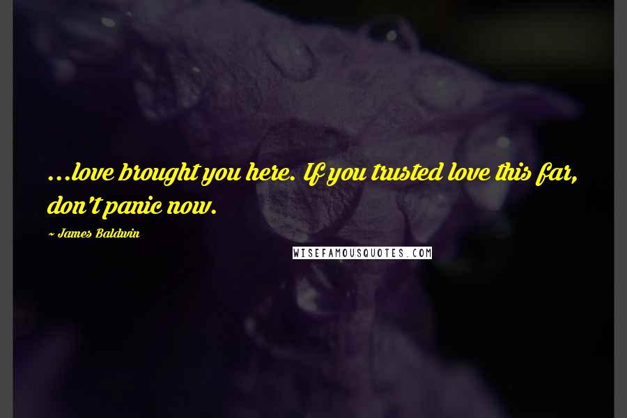 James Baldwin Quotes: ...love brought you here. If you trusted love this far, don't panic now.