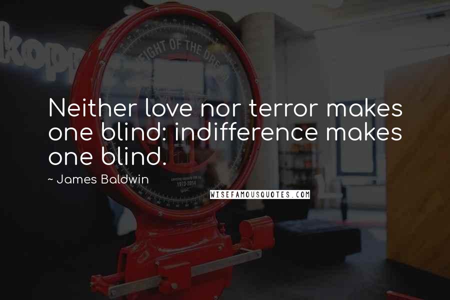 James Baldwin Quotes: Neither love nor terror makes one blind: indifference makes one blind.