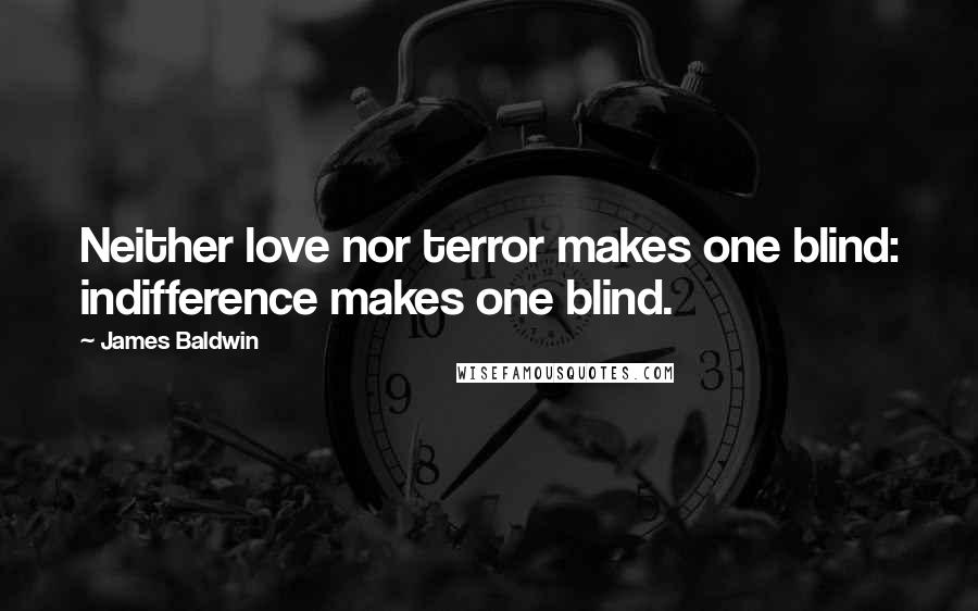 James Baldwin Quotes: Neither love nor terror makes one blind: indifference makes one blind.