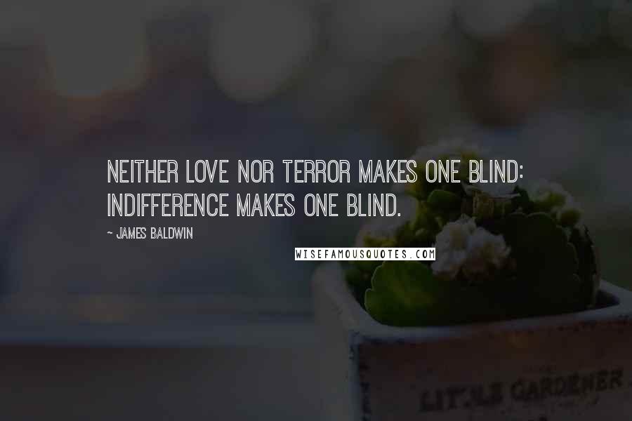 James Baldwin Quotes: Neither love nor terror makes one blind: indifference makes one blind.