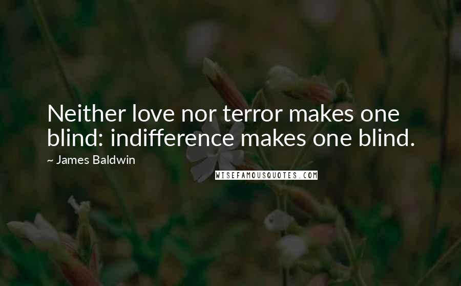 James Baldwin Quotes: Neither love nor terror makes one blind: indifference makes one blind.