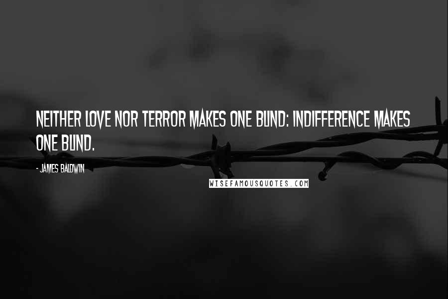 James Baldwin Quotes: Neither love nor terror makes one blind: indifference makes one blind.