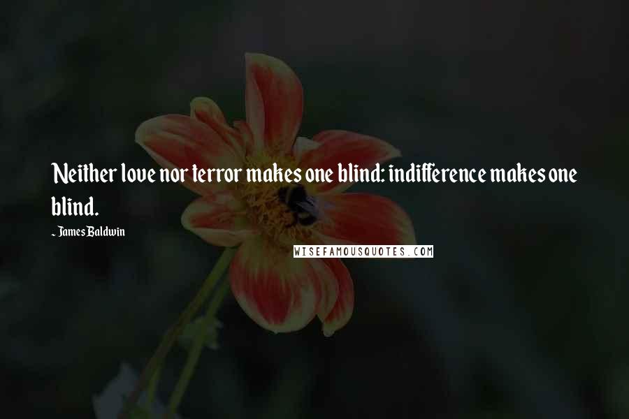 James Baldwin Quotes: Neither love nor terror makes one blind: indifference makes one blind.