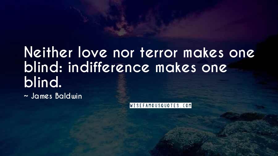 James Baldwin Quotes: Neither love nor terror makes one blind: indifference makes one blind.