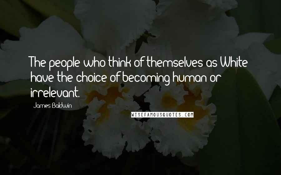 James Baldwin Quotes: The people who think of themselves as White have the choice of becoming human or irrelevant.