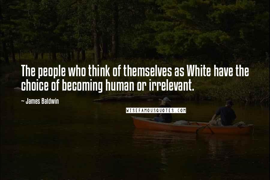 James Baldwin Quotes: The people who think of themselves as White have the choice of becoming human or irrelevant.