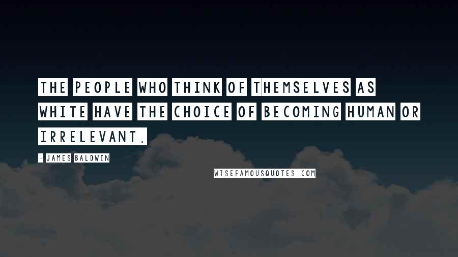 James Baldwin Quotes: The people who think of themselves as White have the choice of becoming human or irrelevant.