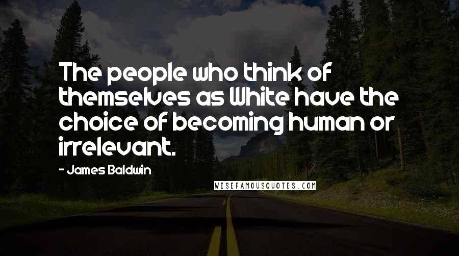 James Baldwin Quotes: The people who think of themselves as White have the choice of becoming human or irrelevant.