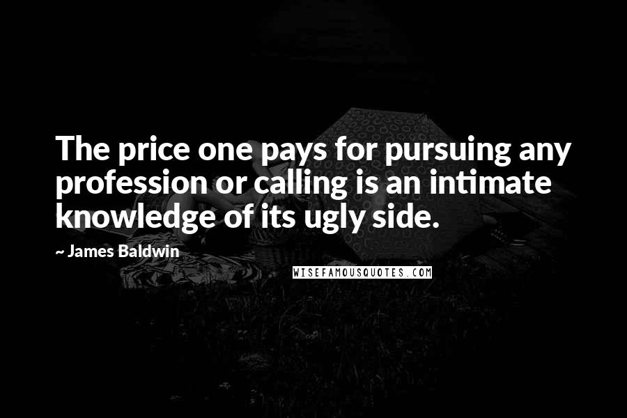 James Baldwin Quotes: The price one pays for pursuing any profession or calling is an intimate knowledge of its ugly side.