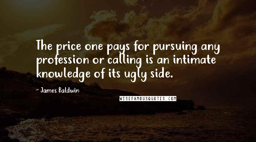 James Baldwin Quotes: The price one pays for pursuing any profession or calling is an intimate knowledge of its ugly side.