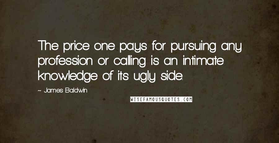 James Baldwin Quotes: The price one pays for pursuing any profession or calling is an intimate knowledge of its ugly side.