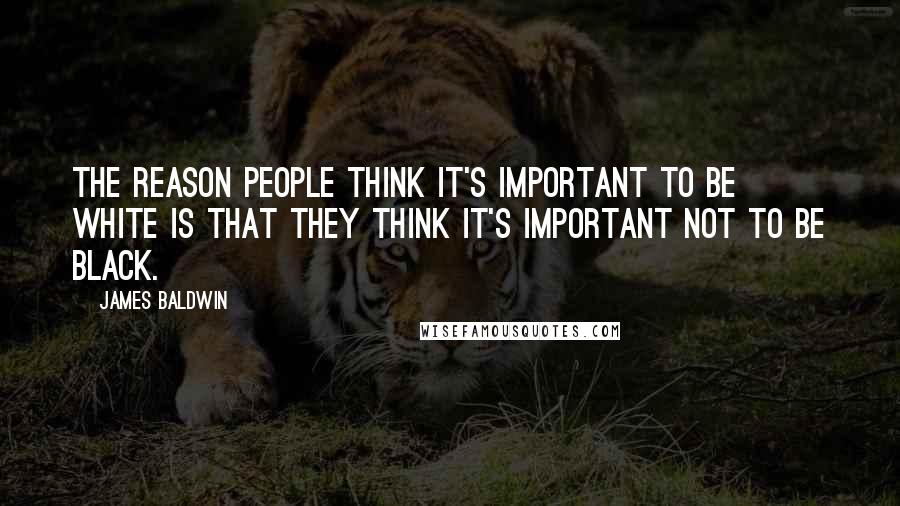 James Baldwin Quotes: The reason people think it's important to be white is that they think it's important not to be black.