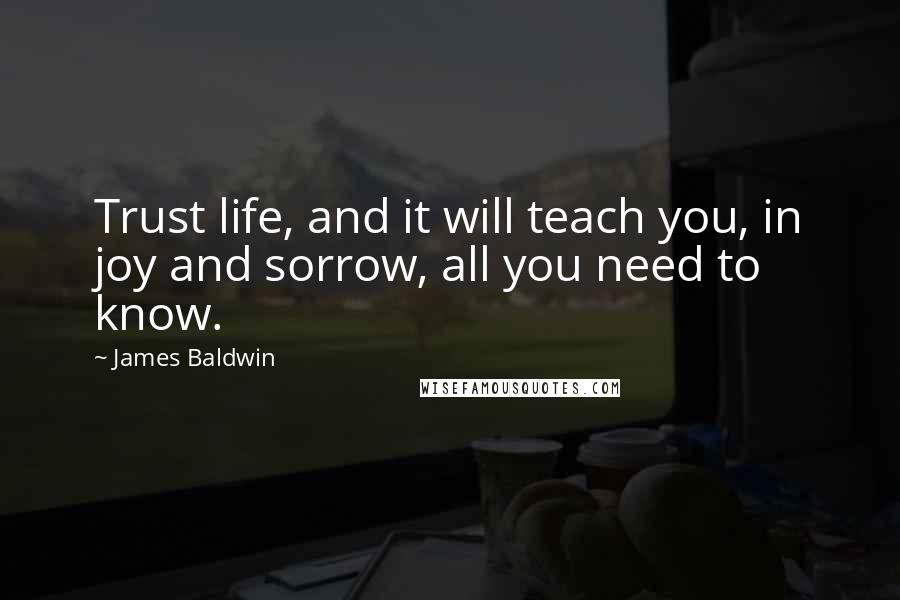 James Baldwin Quotes: Trust life, and it will teach you, in joy and sorrow, all you need to know.