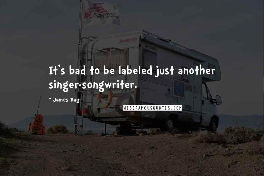 James Bay Quotes: It's bad to be labeled just another singer-songwriter.