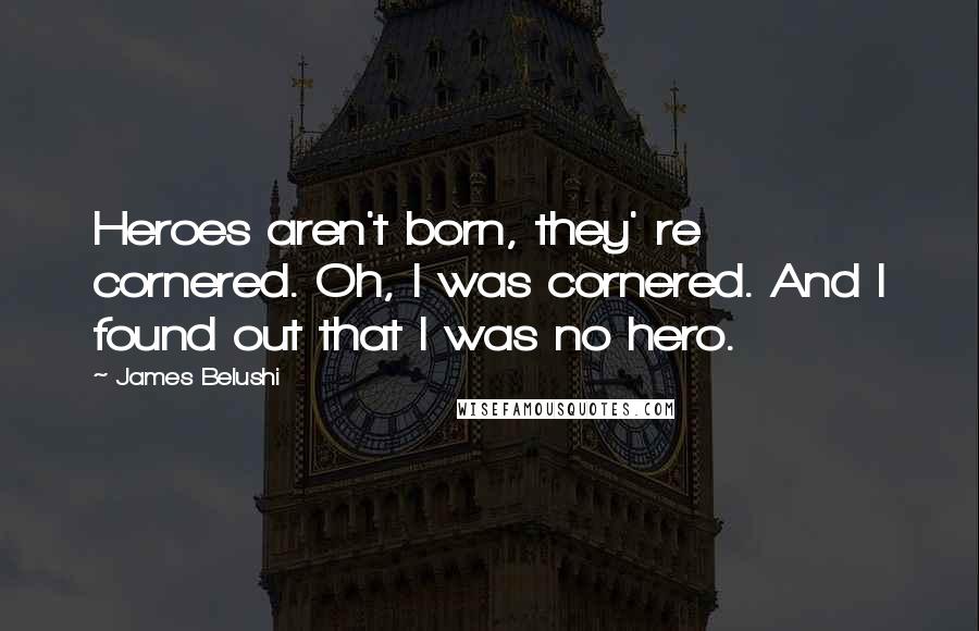 James Belushi Quotes: Heroes aren't born, they' re cornered. Oh, I was cornered. And I found out that I was no hero.