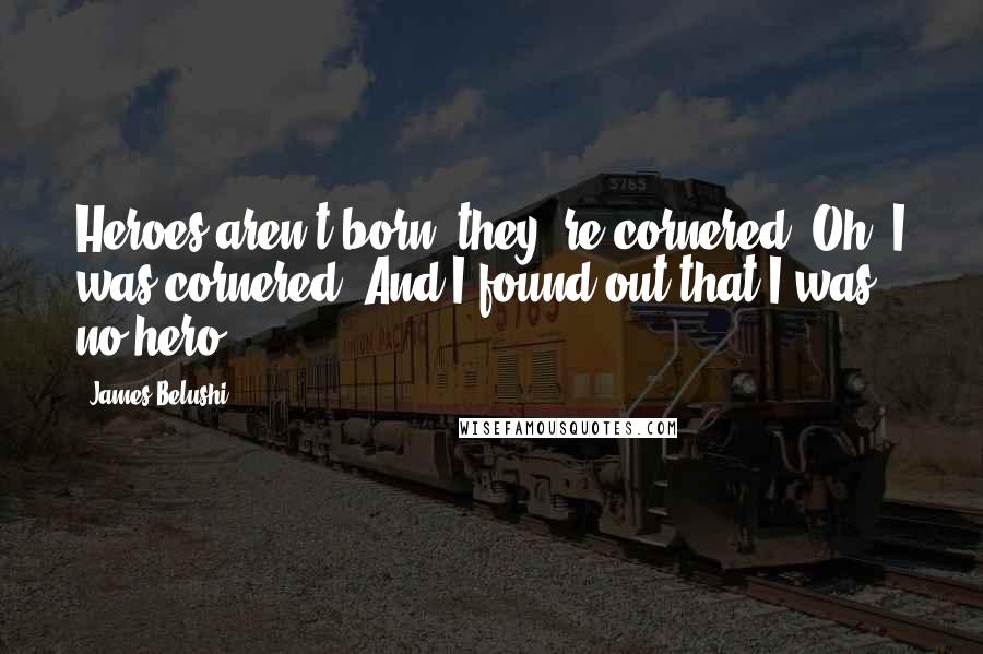 James Belushi Quotes: Heroes aren't born, they' re cornered. Oh, I was cornered. And I found out that I was no hero.