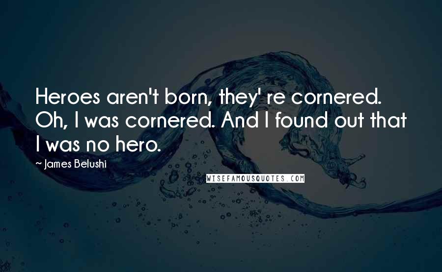 James Belushi Quotes: Heroes aren't born, they' re cornered. Oh, I was cornered. And I found out that I was no hero.