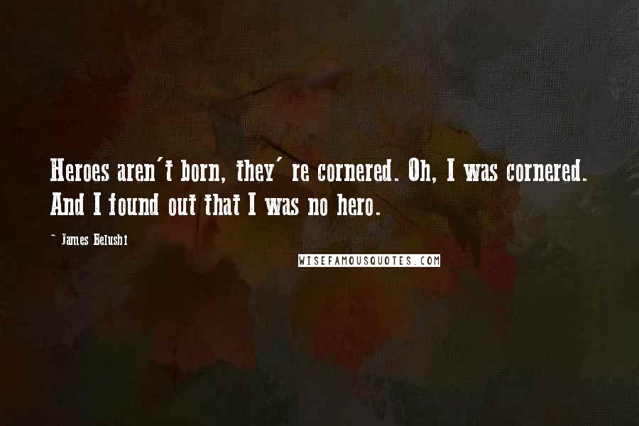 James Belushi Quotes: Heroes aren't born, they' re cornered. Oh, I was cornered. And I found out that I was no hero.