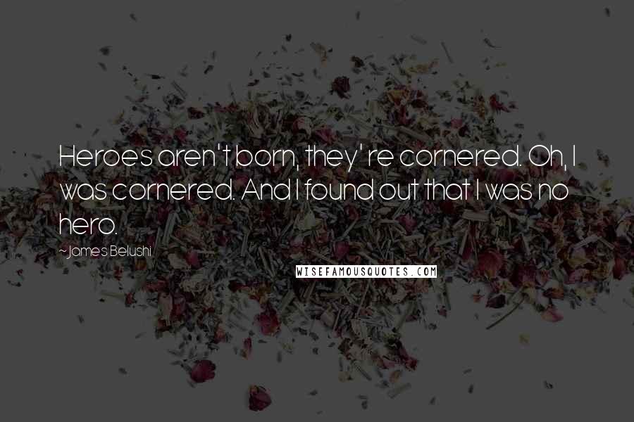 James Belushi Quotes: Heroes aren't born, they' re cornered. Oh, I was cornered. And I found out that I was no hero.