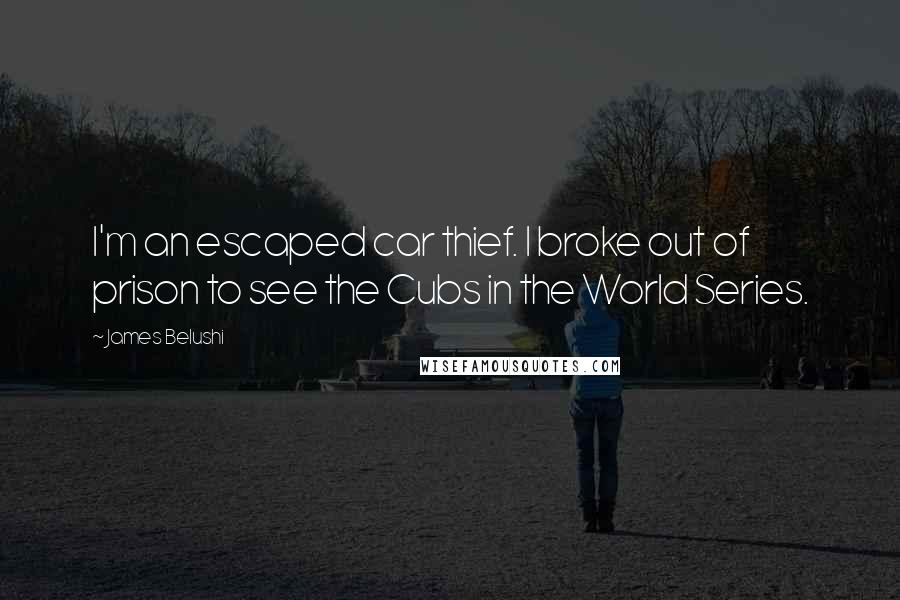 James Belushi Quotes: I'm an escaped car thief. I broke out of prison to see the Cubs in the World Series.