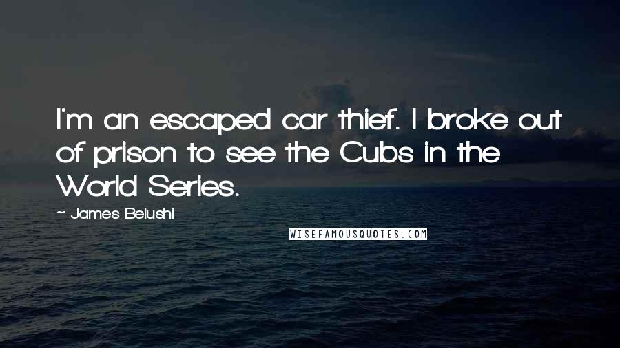 James Belushi Quotes: I'm an escaped car thief. I broke out of prison to see the Cubs in the World Series.