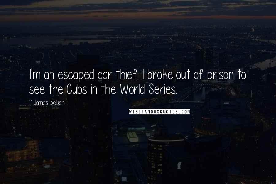 James Belushi Quotes: I'm an escaped car thief. I broke out of prison to see the Cubs in the World Series.