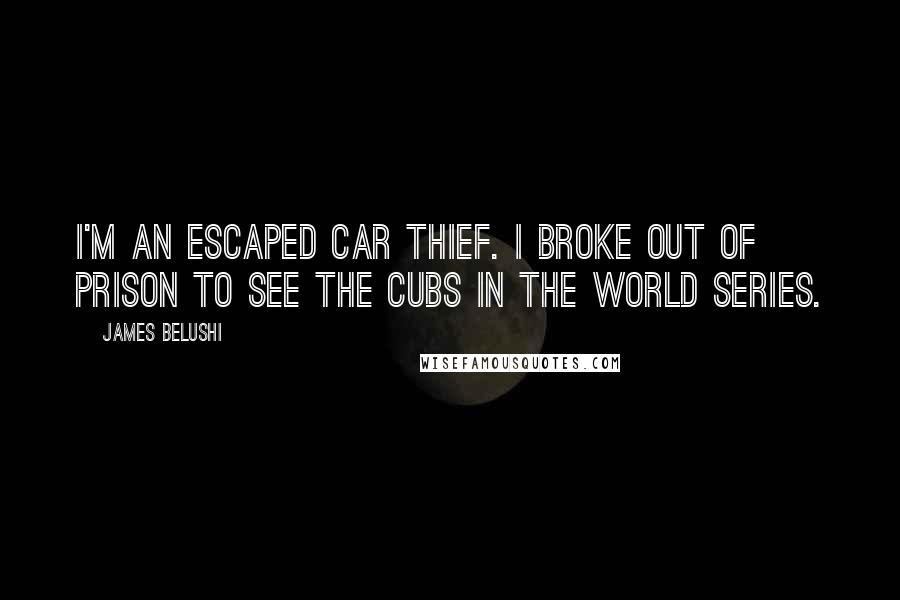 James Belushi Quotes: I'm an escaped car thief. I broke out of prison to see the Cubs in the World Series.