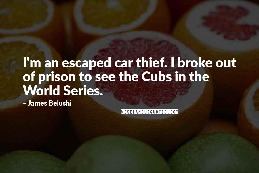 James Belushi Quotes: I'm an escaped car thief. I broke out of prison to see the Cubs in the World Series.