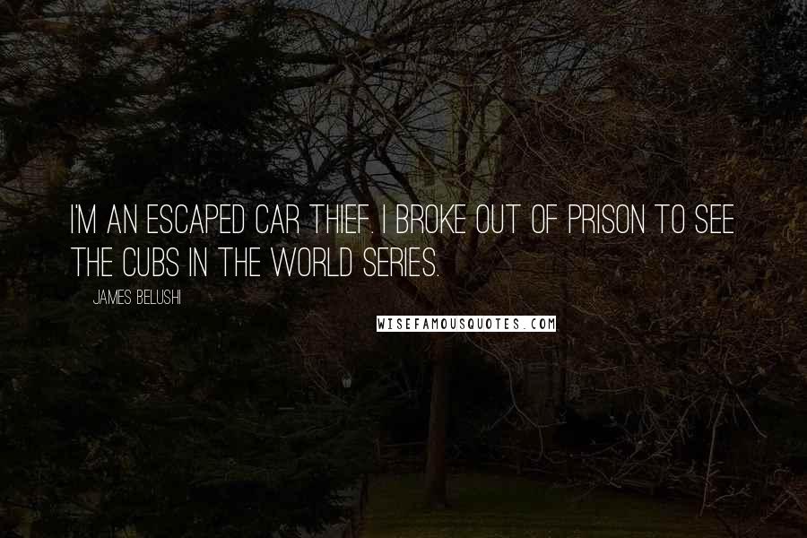 James Belushi Quotes: I'm an escaped car thief. I broke out of prison to see the Cubs in the World Series.