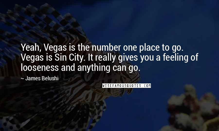 James Belushi Quotes: Yeah, Vegas is the number one place to go. Vegas is Sin City. It really gives you a feeling of looseness and anything can go.