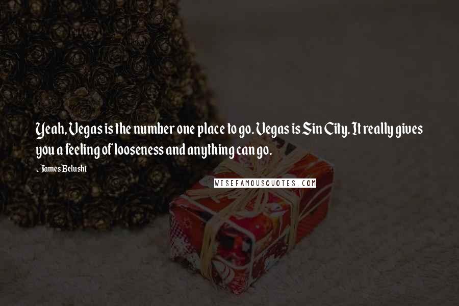 James Belushi Quotes: Yeah, Vegas is the number one place to go. Vegas is Sin City. It really gives you a feeling of looseness and anything can go.