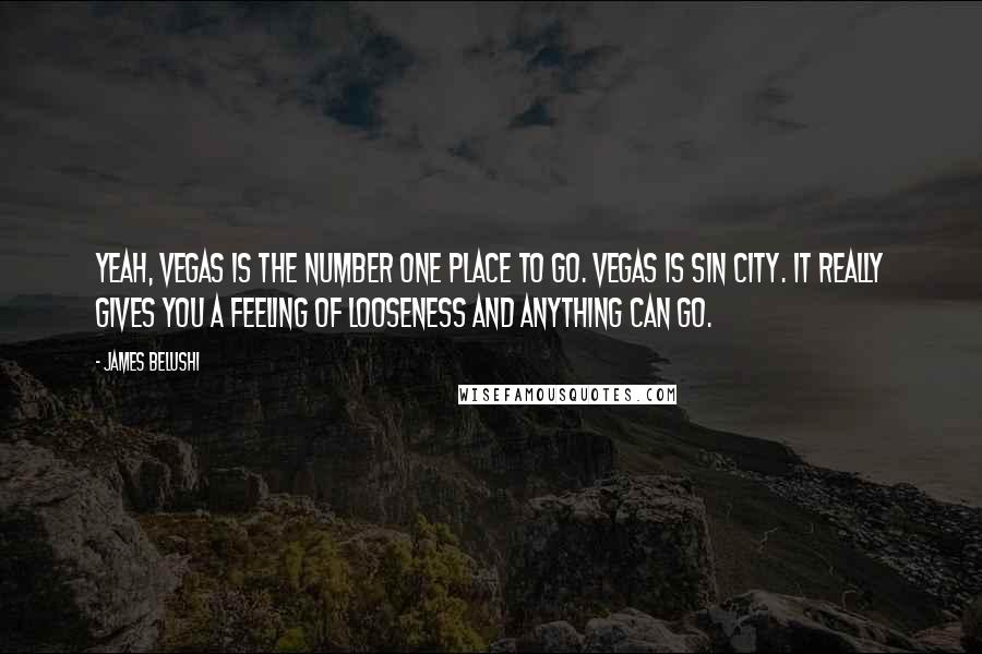 James Belushi Quotes: Yeah, Vegas is the number one place to go. Vegas is Sin City. It really gives you a feeling of looseness and anything can go.