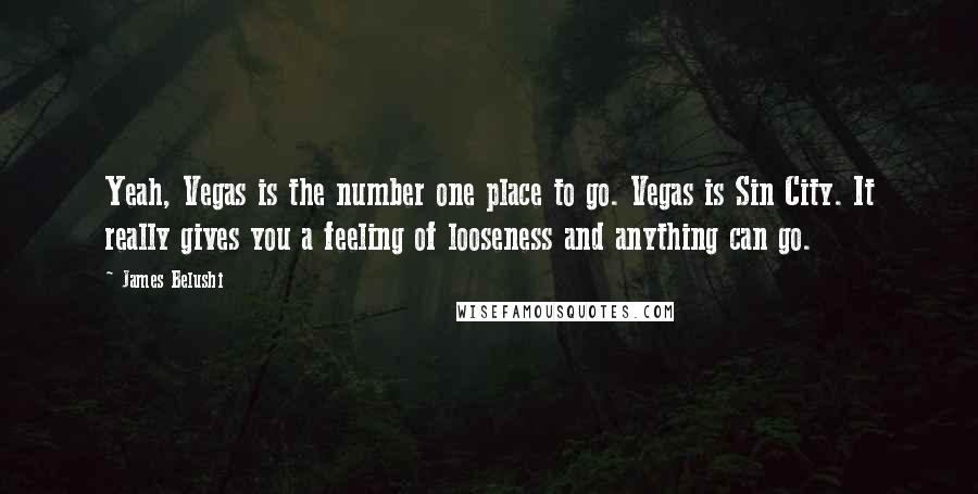 James Belushi Quotes: Yeah, Vegas is the number one place to go. Vegas is Sin City. It really gives you a feeling of looseness and anything can go.