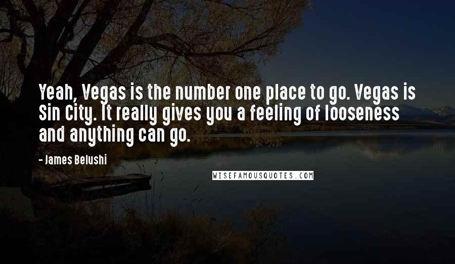 James Belushi Quotes: Yeah, Vegas is the number one place to go. Vegas is Sin City. It really gives you a feeling of looseness and anything can go.