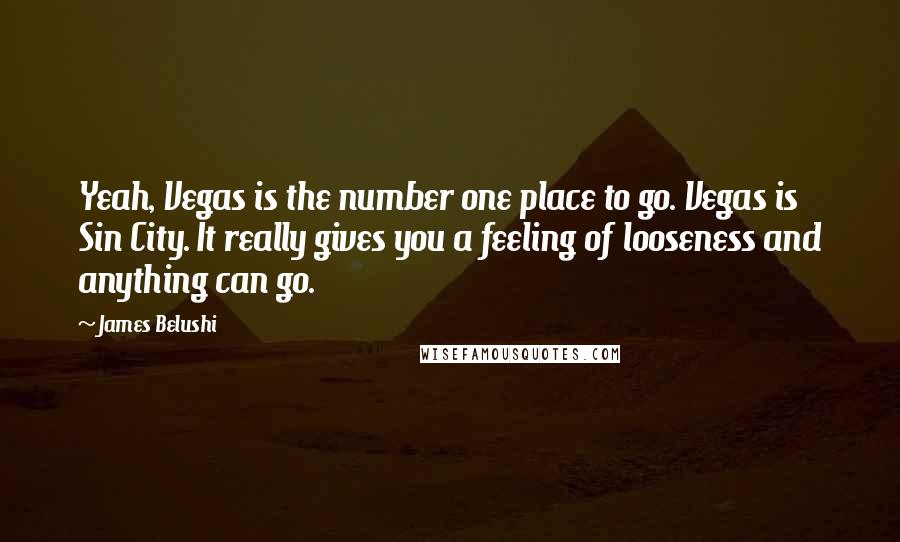 James Belushi Quotes: Yeah, Vegas is the number one place to go. Vegas is Sin City. It really gives you a feeling of looseness and anything can go.