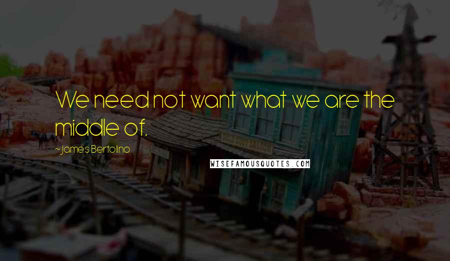 James Bertolino Quotes: We need not want what we are the middle of.