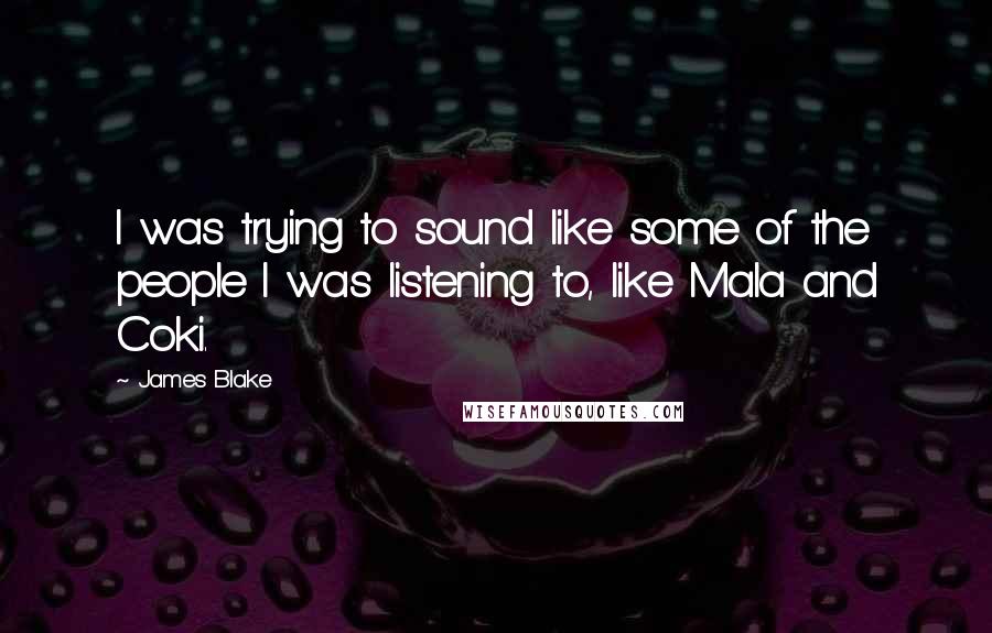 James Blake Quotes: I was trying to sound like some of the people I was listening to, like Mala and Coki.