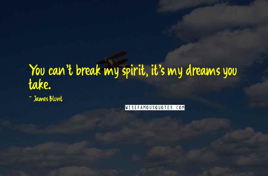 James Blunt Quotes: You can't break my spirit, it's my dreams you take.