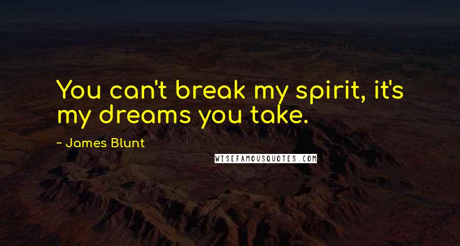 James Blunt Quotes: You can't break my spirit, it's my dreams you take.