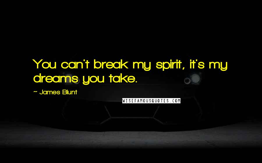 James Blunt Quotes: You can't break my spirit, it's my dreams you take.